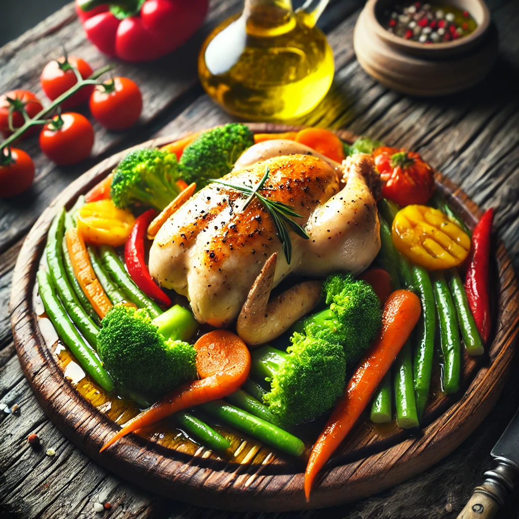 Poulet vapeur aux légumes croquants