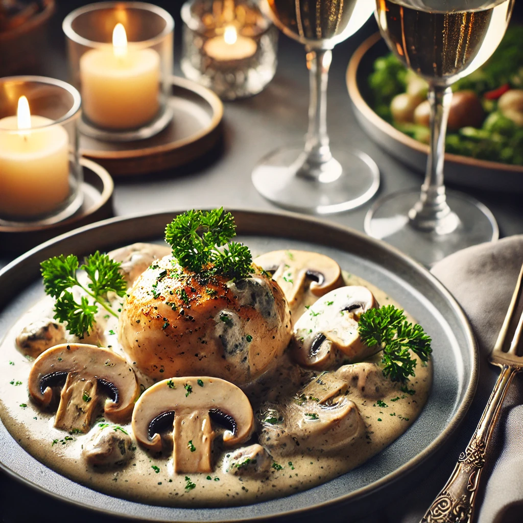 Suprêmes de Poulet Sauce Champignons et Vin Blanc