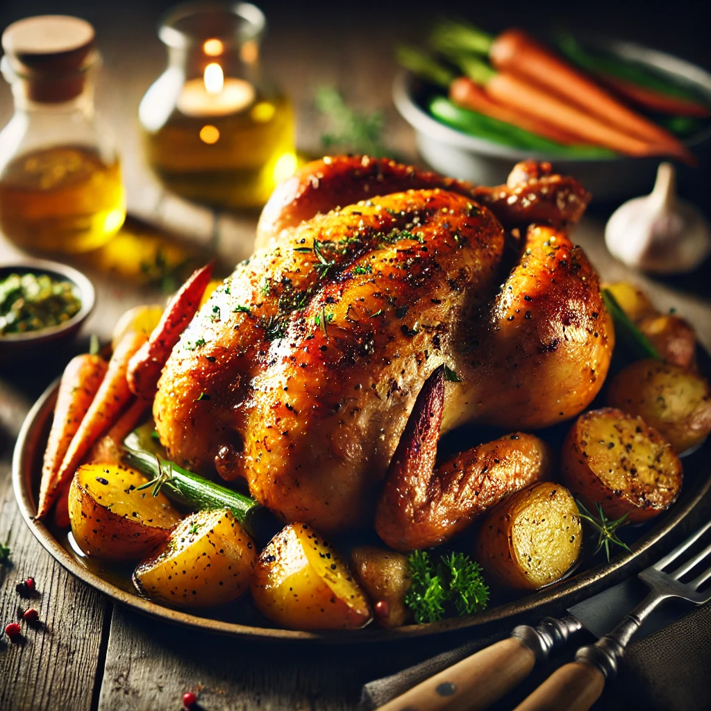 Poulet Rôti à la Moutarde et aux Herbes