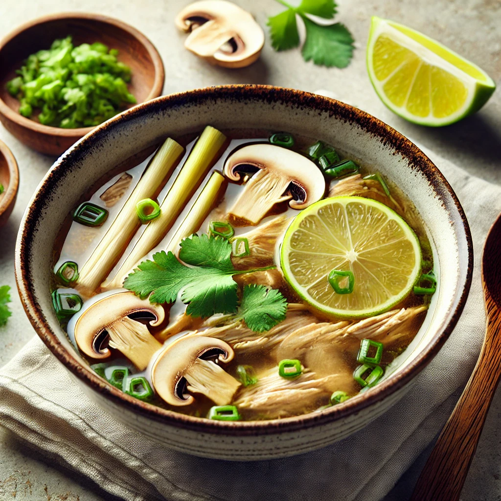 Soupe de poulet chinoise au gingembre et citronnelle