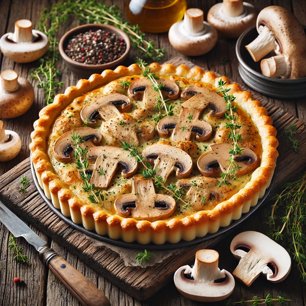 Tarte au Poulet et Champignons